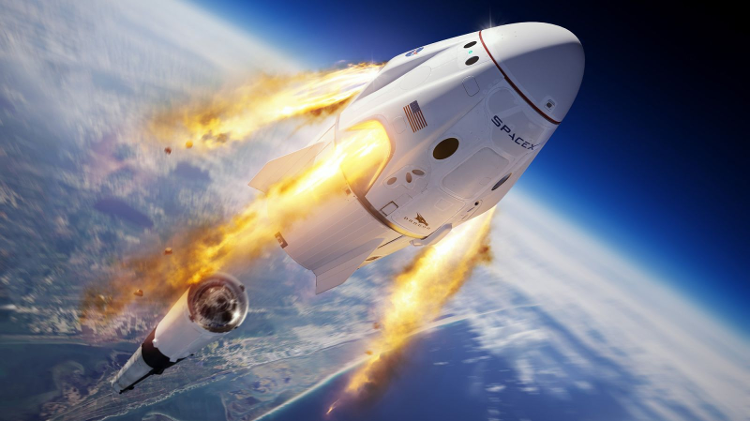 Imagem ilustrativa da cápsula Dragão da Tripulação - SpaceX / Discovery